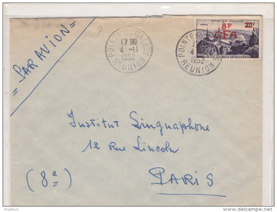 Pointe Des Galets Réunion 1952 - Lettre Avec Observatoire CFA - Briefe U. Dokumente