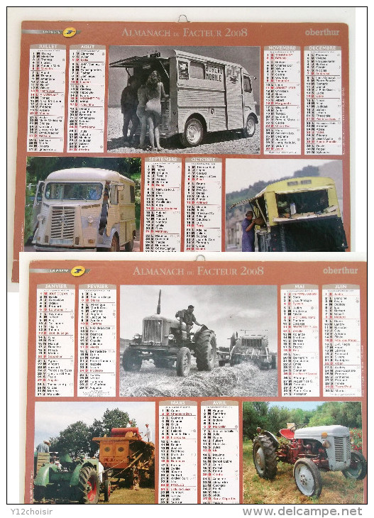 CALENDRIER 2008 ALMANACH DU FACTEUR OBERTHUR TUBE CITROEN FOURGON CAMIONNETTE BUREAU MOBILE LA POSTE TRACTEUR RENAULT ? - Formato Grande : 2001-...