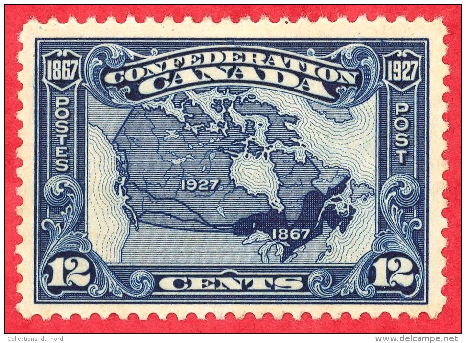 Canada #  145 - 12 Cents  - Mint - Dated  1927 - Map Of Canada /  Carte Du Canada - Neufs