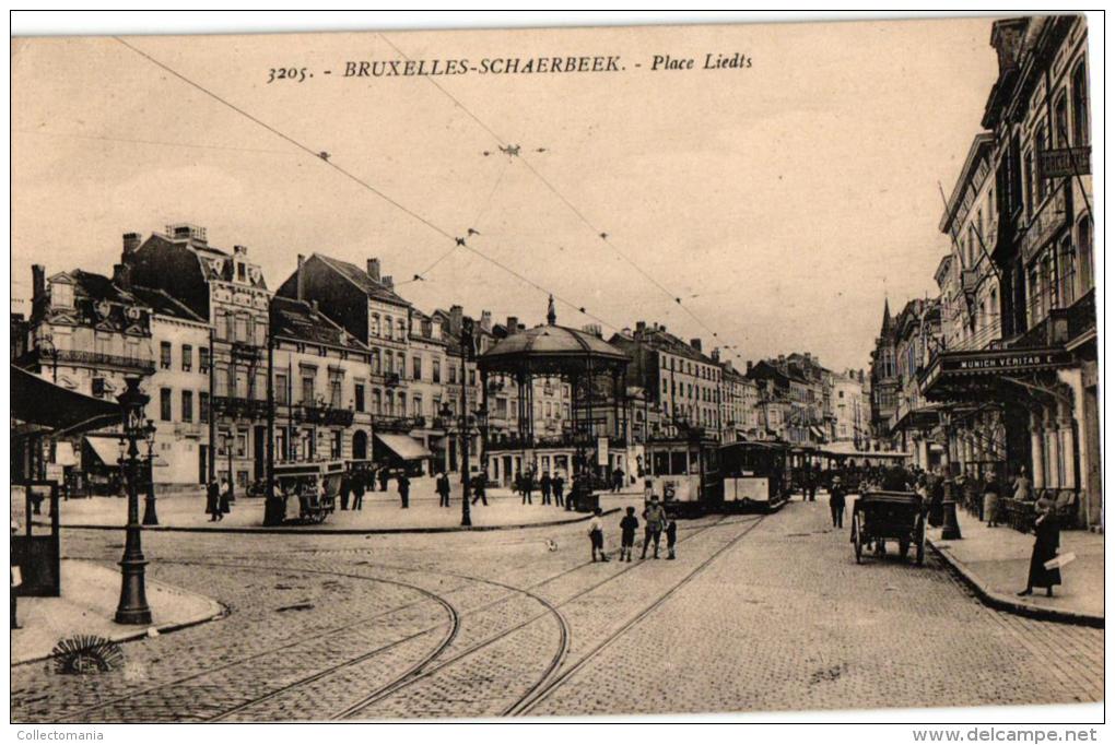 BRABANT 6 CP Schaerbeek Pl Du Pavillon '02 Paardetram Cortège Pl De Jamblinne De Meux '12 Pl Liedts Tram11 Av Rogier Anc - Schaerbeek - Schaarbeek