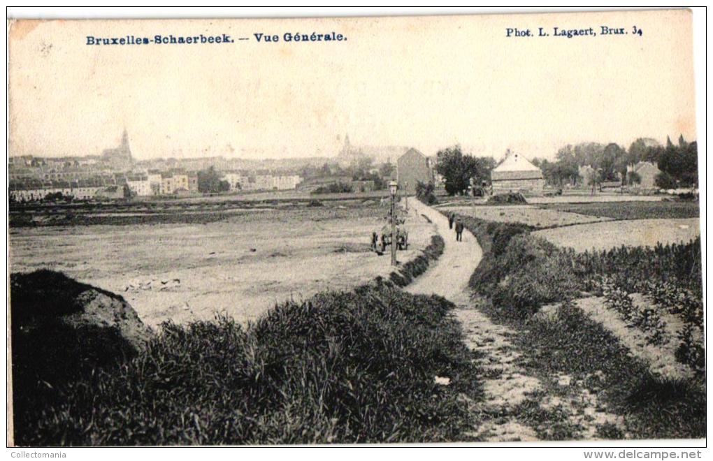 BRABANT 4 CP Schaerbeek  Vue Générale  Mon Emm Hiel '11 Pl De La Reine  PLace Lehon 1907 - Schaerbeek - Schaarbeek