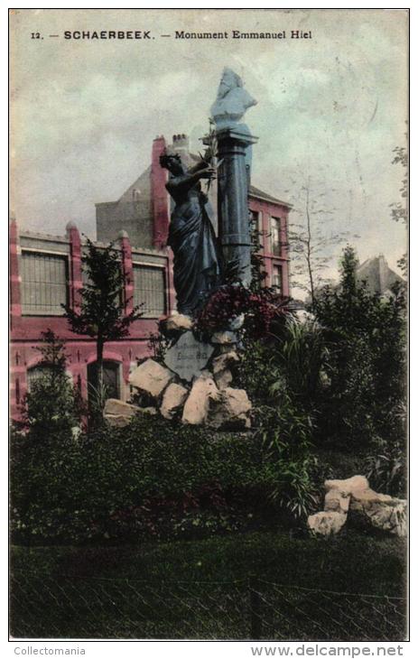 BRABANT 4 CP Schaerbeek  Vue Générale  Mon Emm Hiel '11 Pl De La Reine  PLace Lehon 1907 - Schaerbeek - Schaarbeek