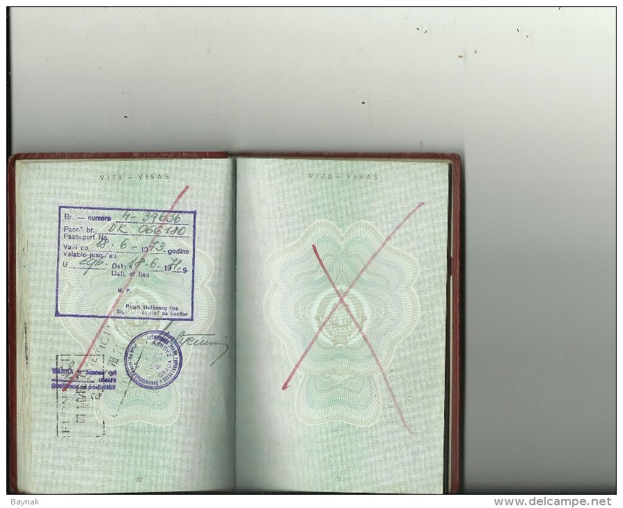 PM85  --  SFR  YUGOSLAVIA  ---    PASSPORT  --  1966   --  VISA ROMANIA, DEUTSCHLAND  --   REVENUE, TAX STAMP