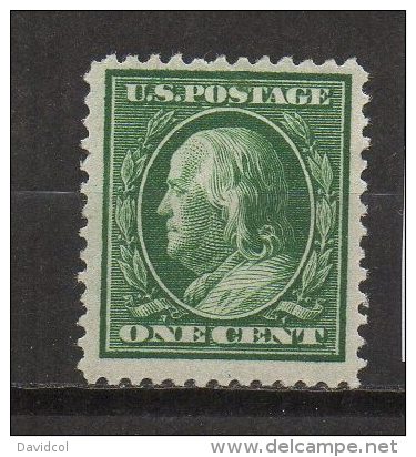 N847.-. USA / ESTADOS UNIDOS.-.1908 .-. SC# : 331 .-. MH .-. FRANKLIN .-. CAT VAL US$ 6.75 - Nuevos