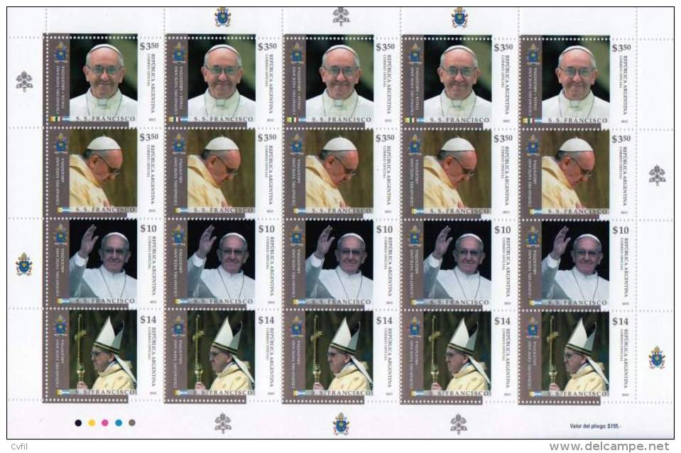 ARGENTINA 2013 - POPE FRANCIS: JOINT ISSUE With VATICAN (COMPLETE SHEET) - Ungebraucht