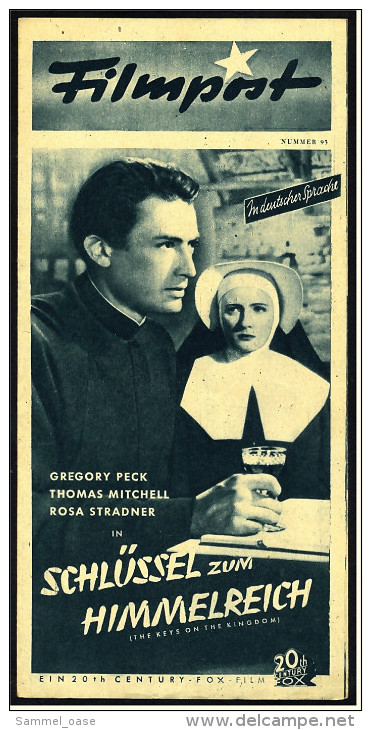 "Filmpost" "Schlüssel Zum Himmelreich" Mit Gregory Peck , Thomas Mitchell  -  Filmprogramm Nr. 93 Von Ca. 1948 - Other & Unclassified