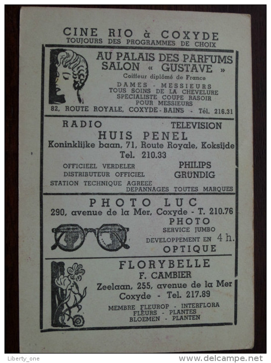 Ciné RIO à COXYDE - ADRIAN HOVEN - N° 345 ( Photo : APOLLON Film Zie Foto´s ) ! - Advertising