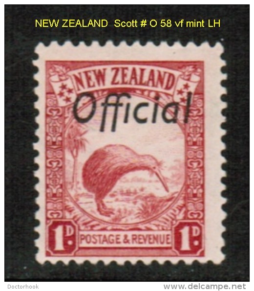 NEW ZEALAND    Scott  # O 58*  VF MINT LH - Ongebruikt