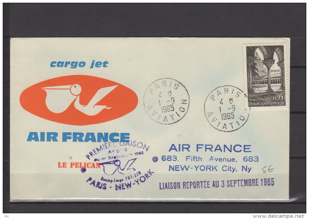 Première Liaison Aérienne - Paris New-York  - Cargo Jet -  Air France -  01/09/1965 - Reportée Au 3/09/1965 - Primeros Vuelos