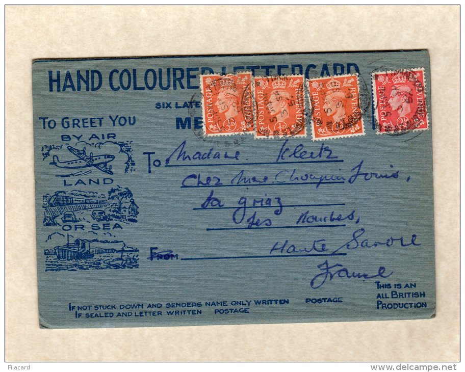 48609   Regno Unito, 6 - View -  Hand  Coloured   Letter Card -  Mevagissey,  VG  1952 - Altri & Non Classificati