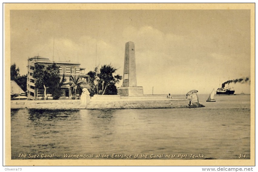 THE SUEZ CANAL. WARMEMORIAL AT THE ENTRANCE OF THE CANAL NEAR PORT TEWFIK - 2 Scans - Suez