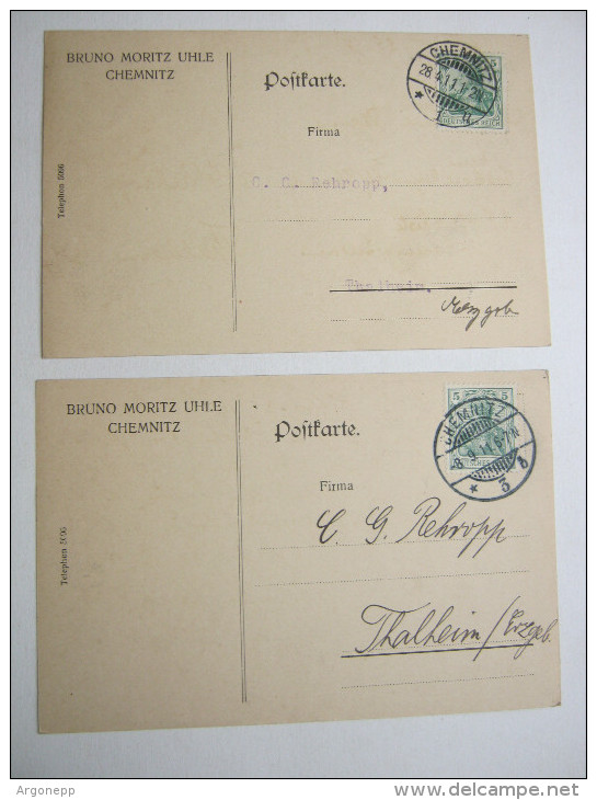 1911, CHEMNITZ  ,  2  Firmenkarten - Zwickau
