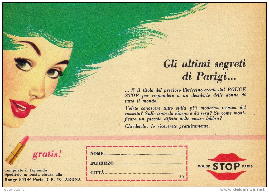 # AVRIL (type 6) ROUGE STOP PARIS 1950s Advert Pubblicità Publicitè Reklame Lipstick Rossetto Lapiz Labial Beautè - Unclassified