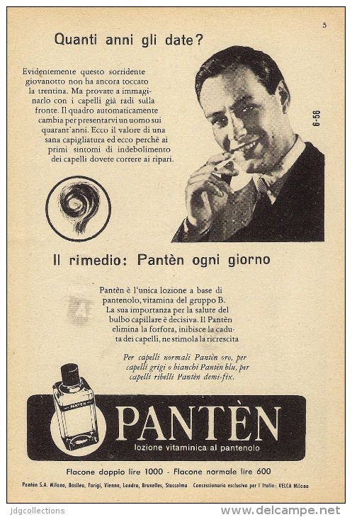 # PANTEN LOZIONE CAPELLI, ITALY 1950s Advert Pubblicità Publicitè Reklame Hair Cheveux Haar Beautè - Ohne Zuordnung