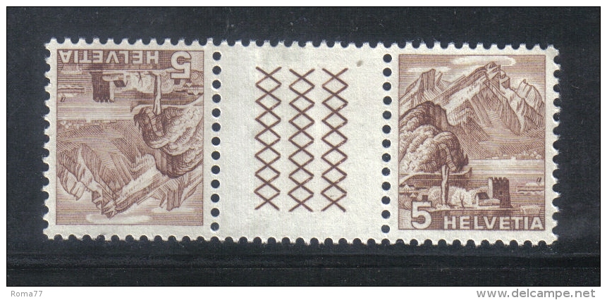 FRZ480A - SVIZZERA , 3 Linee Zigzag Linguellato * Mint - Tête-bêche