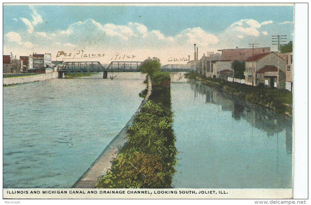 Illinois And Michigan Canal And Drainage Channel Looking South Joliet Ill Published By Paul Vogel - Joliet