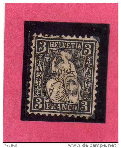 SWITZERLAND - SUISSE - SCHWEIZ - SVIZZERA 1862 HELVETIA CENT. 3 BLACK USATO USED - Gebraucht