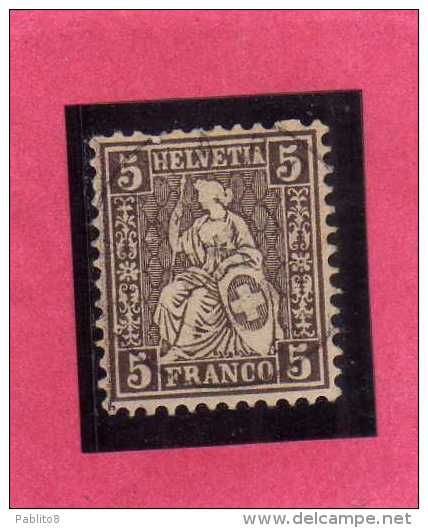 SWITZERLAND - SUISSE - SCHWEIZ - SVIZZERA 1862 HELVETIA CENT. 5 DARK BROWN USATO USED - Used Stamps