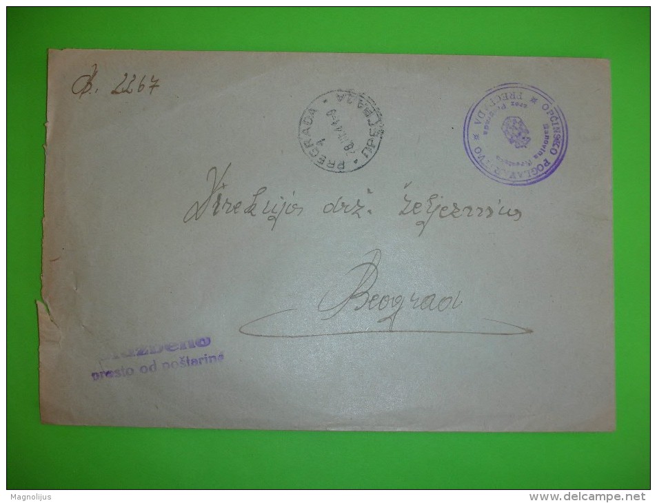 R!,Yugoslavia Kingdom,official Letter,rare Pregrada City Office Stamp,Croatia,to State Railway,postage Free,vintage - Storia Postale