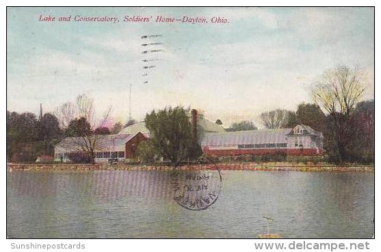 Ohio Delaware Dayton Lake And Conseratory Soldiers Home 1909 - Dayton