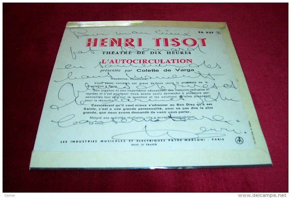 AUTOGRAPHES SUR DISQUE 45 TOURS °  HENRI TISOT - Autographs