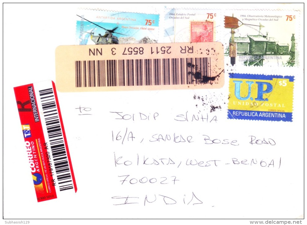 ARGENTINA 2004 REGISTERED COVER POSTED FROM BUENOS AIRES FOR INDIA - Briefe U. Dokumente