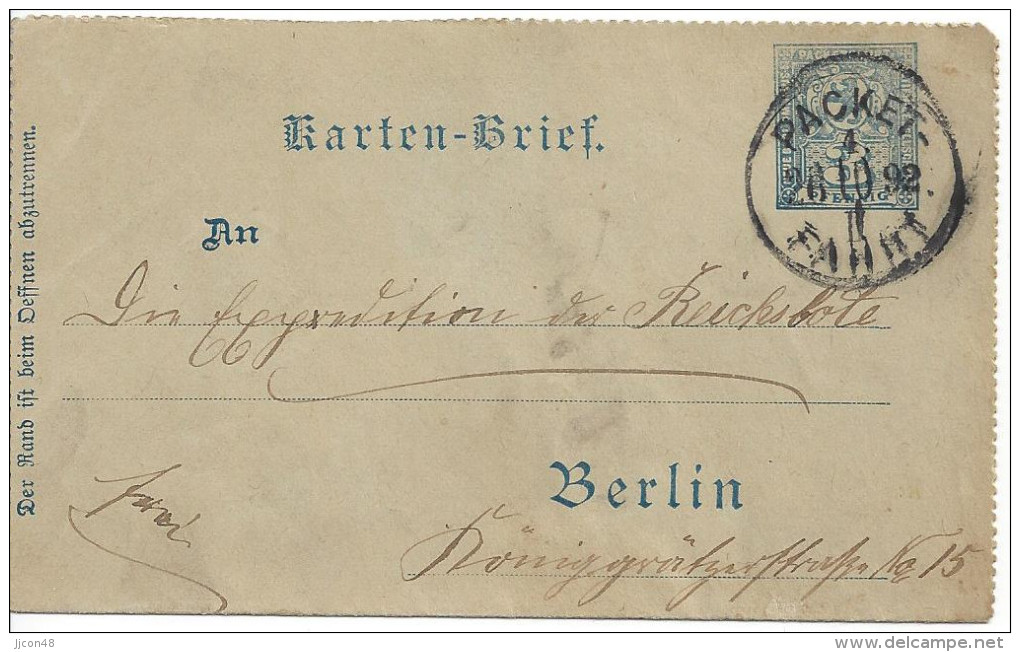 Germany - Berlin (o) 26.10.93   Karten-Brief - Private & Local Mails