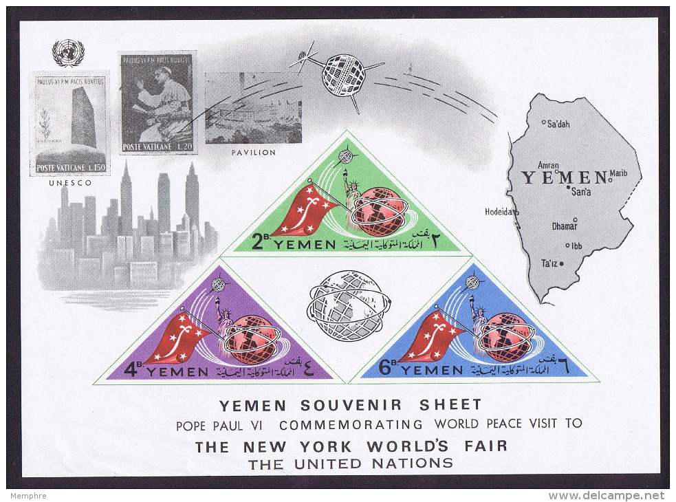 ROYAUME 1965 Bloc  Visite Du Pape Aux Nations Unies Mi Nr B 26 * MH - Jemen