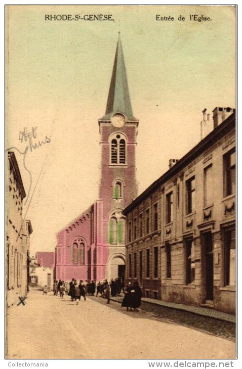 BRABANT   5 CP Sr Genesius Rhode Eglise '32 Vijverweg  Villa Pépinière Av Ocyave Michob Av Des Touristes - Rhode-St-Genèse - St-Genesius-Rode