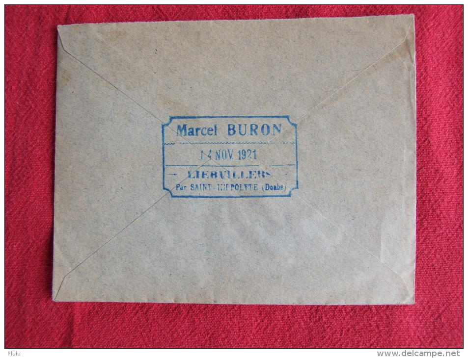 ENVELOPPE PUBLICITAIRE MARCEL BURON À LIEBVILLERS (25190), TIMBRÉE ET DATÉE 1921. - Briefe U. Dokumente