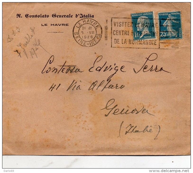 1926 LETTERA CON ANNULLO LE HAVRE - Storia Postale