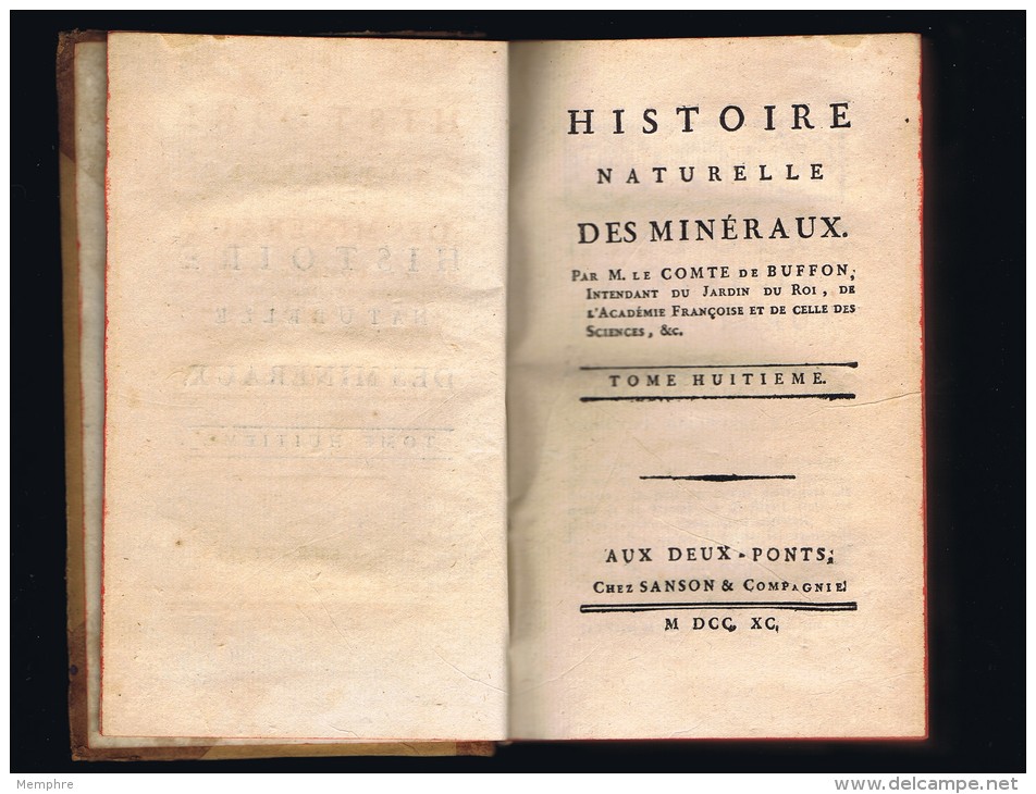 BUFFON, Histoire Naturelle, Des Minéraux Tome 8 Ed. Aux Deux-Ponts Sanson Et Cie  1790 - 1701-1800