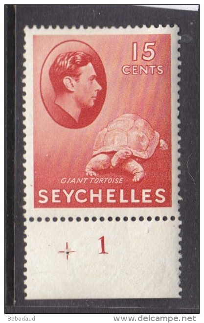 Seychelles, George VI 1941, 15 Cents, Brown-carmine, G 139a,  MH * With Selvedge - Guide + With Hole And Plate No ...1 - Seychelles (...-1976)