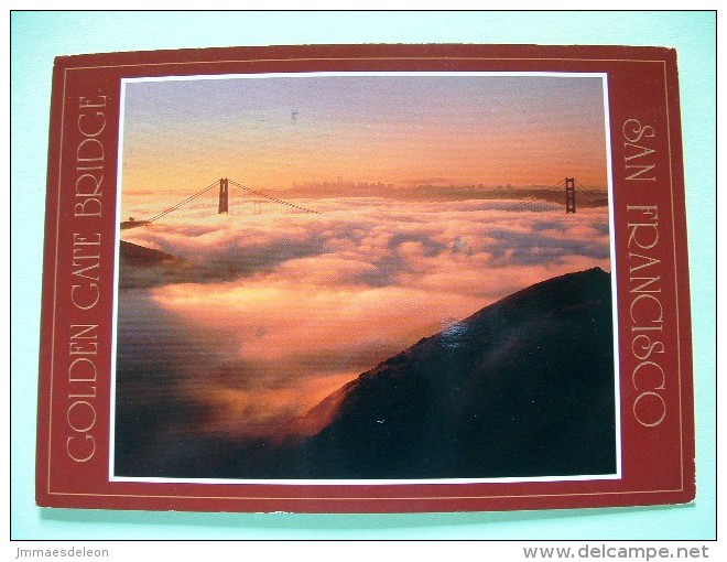 USA 1988 Postcard "Golden Gate Bridge In Fog" To England - Flag On White House - Wendell Holmes - Margaret Mitchell - Lettres & Documents