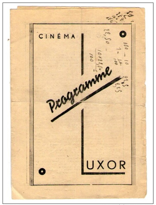 Mars 1935 - Programme Cinéma LUXOR - Imprimerie  SAMIE Bordeaux - Programmes