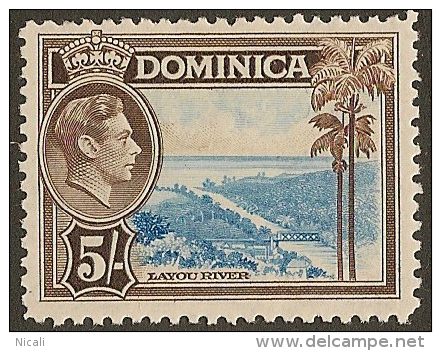 DOMINICA 1938 5/- KGVI 108 HM #DL45 - Dominica (...-1978)