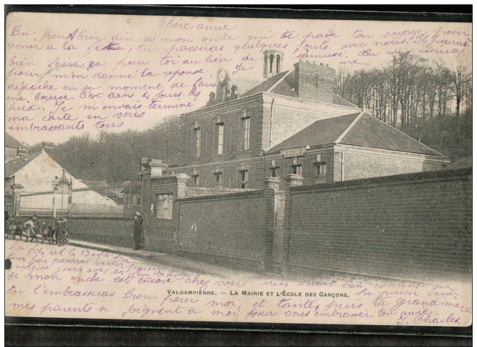 Cpa Précurseur De 1903  VALDAMPIERRE . LA MAIRIE ET L'ECOLE DES GARCONS. - Autres & Non Classés