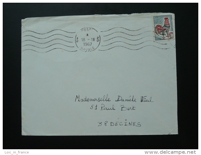 Lettre Oblitération Mécanique Poste Navale Lignes Ondulées 1967 - Poste Navale