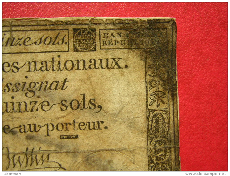 DOMAINES NATIONAUX  ASSIGNAT DE CINQUANTE SOLS PAYABLE AU PORTEUR  SERIE 62  15 S LOI DU 24 OCTOBRE 1792 - Assignats & Mandats Territoriaux