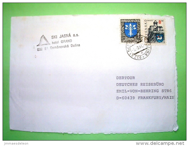 Slovakia 1997 Cover To Germany - Dubnica Arms Oak - Trencin Castle And Arms Sheep - Cartas & Documentos