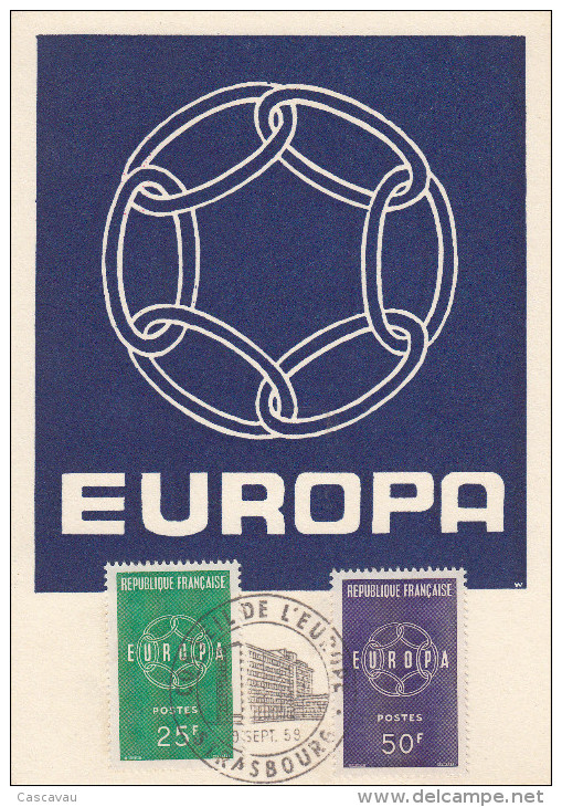 Carte Maximum  1er  Jour   FRANCE    Paire   EUROPA    STRASBOURG   1959 - 1959