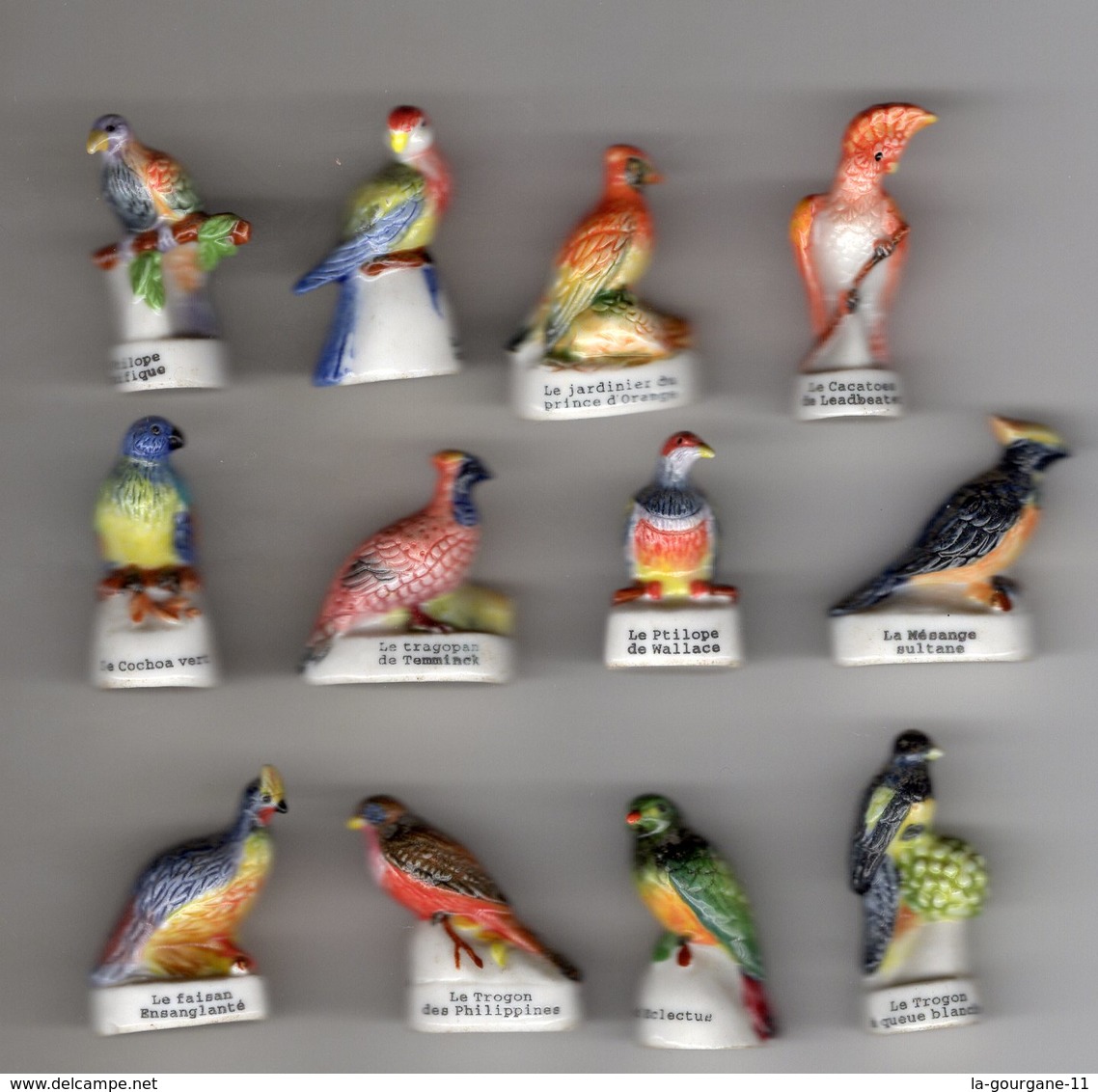 Série Complète 12 Fèves Brillantes OISEAUX TROPICAUX  Alcara 2002 - Dieren