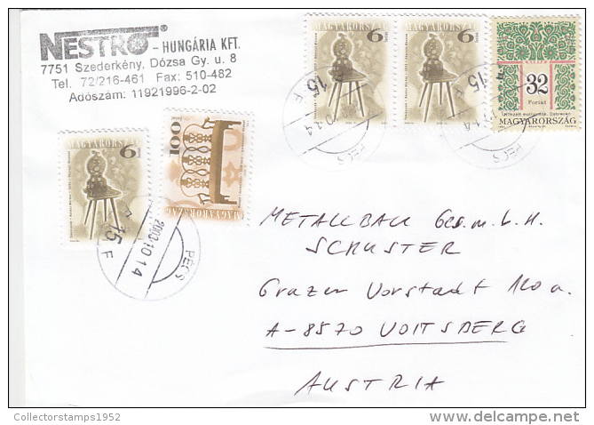 973- FOLKLORE ART, WOODEN CARVED CHAIRS, STAMPS ON COVER, 2003, HUNGARY - Briefe U. Dokumente