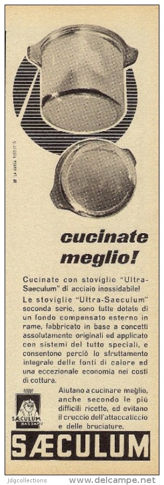 # SAECULUM PENTOLE 1950s Advert Pubblicità Publicitè Reklame Pot Pots Ollas Topfe Household Casa Menage - Manifesti