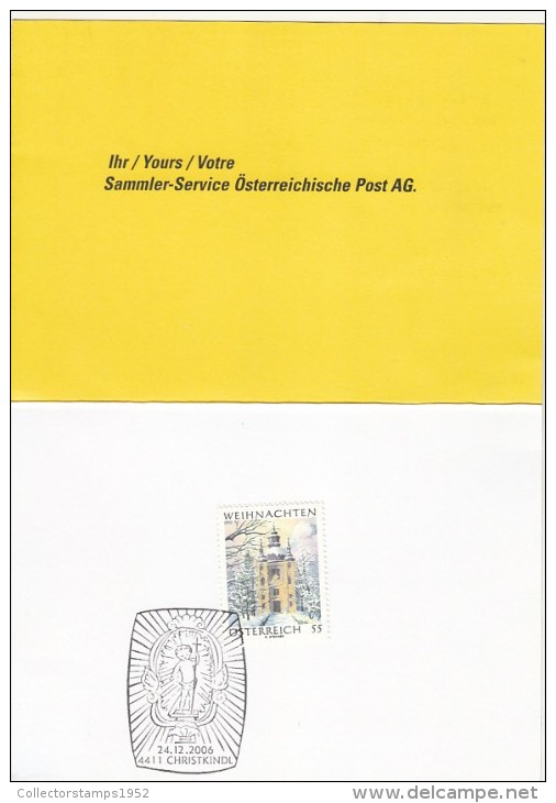 1029- CHRISTMAS, JESUS' BIRTH STAMP AND SPECIAL POSTMARK ON SPECIAL POSTCARD, 2006, AUSTRIA - Covers & Documents