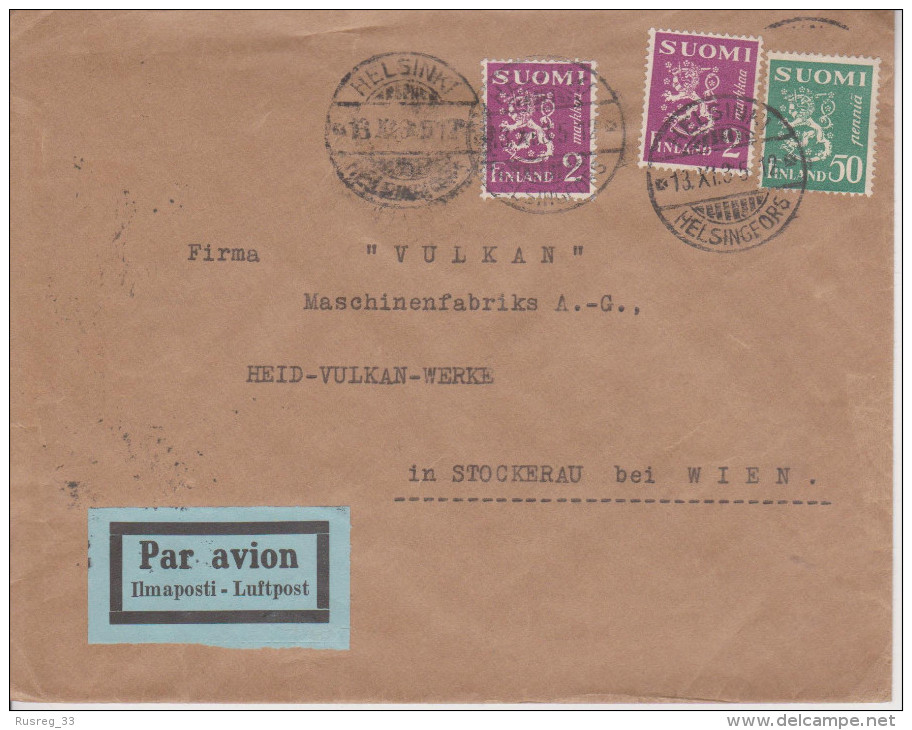 B8 Finnland Finland Finlande Suomi 1935 Luftpostbrief Von Helsinki Nach Stockerau über Wien - Storia Postale