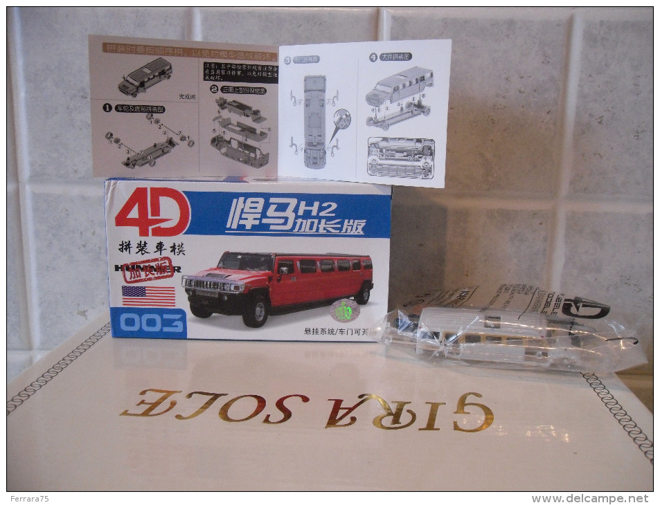 4D LOTTO 8 PCS MODEL KIT SCALA 1:87 H0 HUMMER LINCOLN BENTLEY ROLLS ROYCE NUOVI