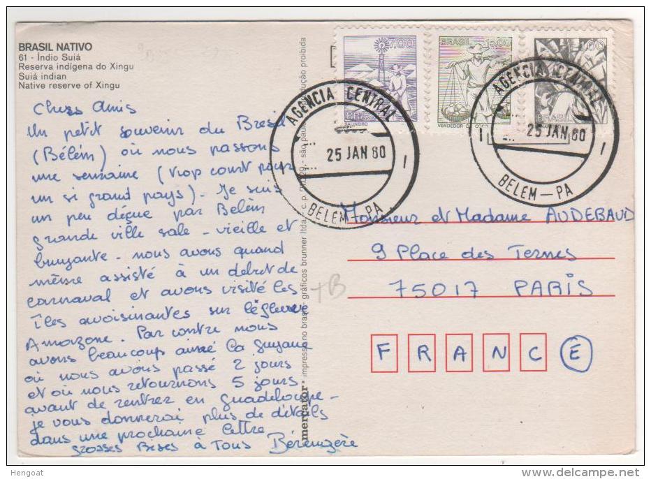 3 Timbres Sur Carte Du 25/01/80 Pour La France - Cartas & Documentos