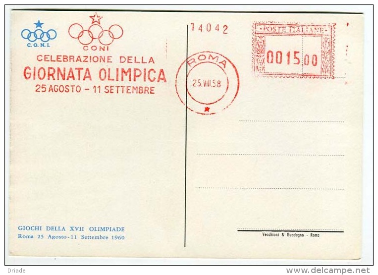 CARTOLINA GIORNATA OLIMPICA ANNO 1958 CON ANNULLO - Olympic Games