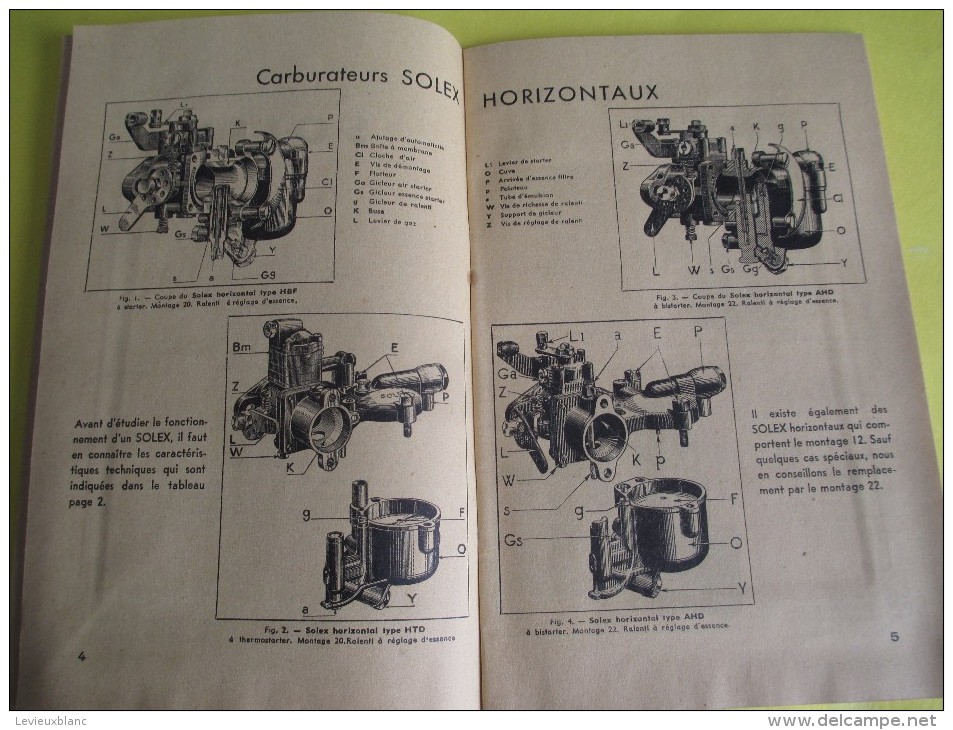 Notice  De Montage Et Réglage / N° 15/ Carburateurs SOLEX/ Neuilly/ 1948    AC101 - Moto